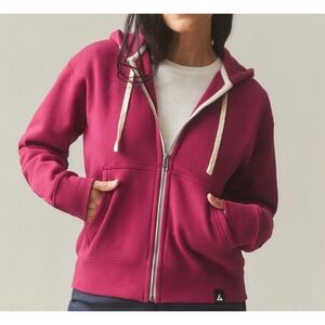 American Giant Womens Midweight Full Zip Classic Dark Pink Hoodie XS NWOT